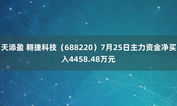 天添盈 翱捷科技（688220）7月25日主力资金净买入4458.48万元