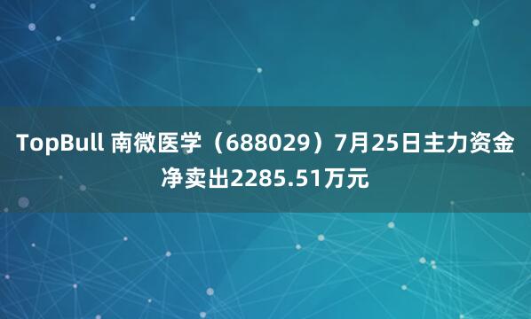 TopBull 南微医学（688029）7月25日主力资金净卖出2285.51万元
