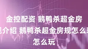 金控配资 鹅鸭杀超金房规介绍 鹅鸭杀超金房规怎么玩